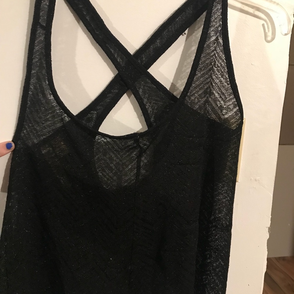 Mesh black razor back tank top